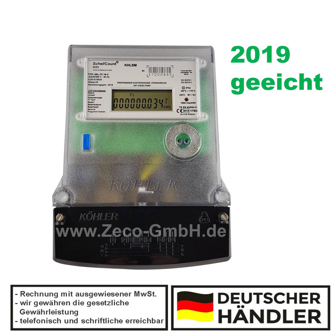 SchellCount EZZ1 Wechselstromzähler 3-Punkt-Befestigung MID 2019 geeicht NEU 